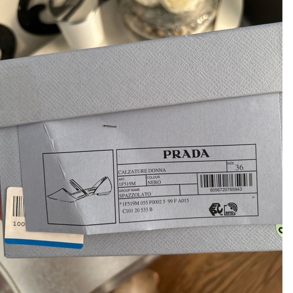 PRADA Logo Strap Pointed toe Ballerina Flats, size 36 - Picture 5 of 9